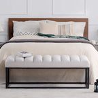 Metal Base Velvet Upholstered Bench for Bedroom Entryway
