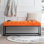 Metal Base Velvet Upholstered Bench for Bedroom Entryway