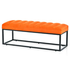 Metal Base Velvet Upholstered Bench for Bedroom Entryway
