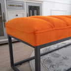 Metal Base Velvet Upholstered Bench for Bedroom Entryway