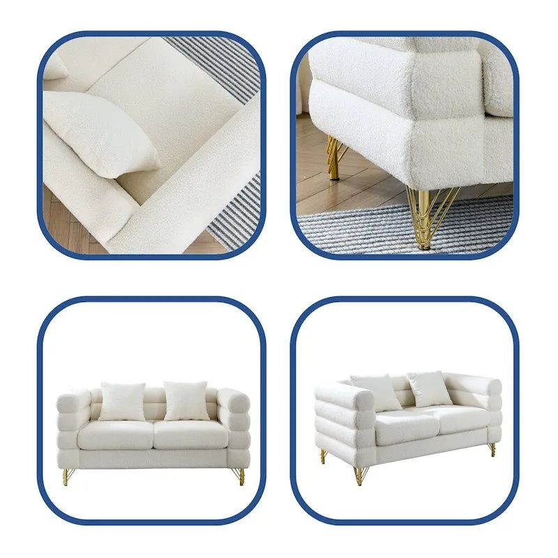 Oversized 2 Seater Sectional Sofa, Living Room Fabric Sectional Sofa