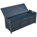 Wooden shoe storage stool with cushioned entrance bench with built-in adjustable shelf and flip top