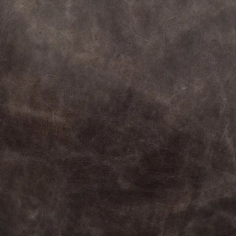 Stamford Black Genuine Leather w/ Light Brown Solid Wood Back & Black Iron Frame Accent Chair