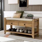 Multi-purpose Shoe Rack with Cushioned Seat and Drawers