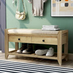 Multi-purpose Shoe Rack with Cushioned Seat and Drawers