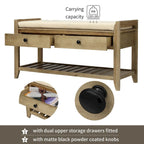 Multi-purpose Shoe Rack with Cushioned Seat and Drawers