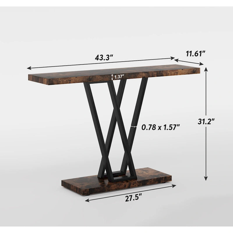43.3 Console table, Hallway Table Industrial Display Shelf for Entry Way, Hallway, Couch, Living Room, Kitchen, Foyer