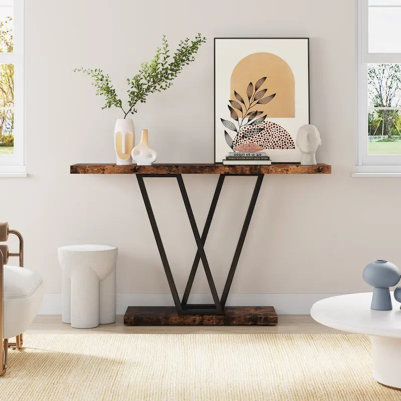 43.3 Console table, Hallway Table Industrial Display Shelf for Entry Way, Hallway, Couch, Living Room, Kitchen, Foyer