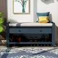 43  Entryway Storage Bench Shoe Rack with Cushioned Seat and Drawers