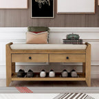 43  Entryway Storage Bench Shoe Rack with Cushioned Seat and Drawers