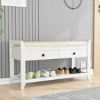 43  Entryway Storage Bench Shoe Rack with Cushioned Seat and Drawers