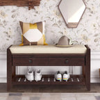 43  Entryway Storage Bench Shoe Rack with Cushioned Seat and Drawers