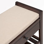 43  Entryway Storage Bench Shoe Rack with Cushioned Seat and Drawers
