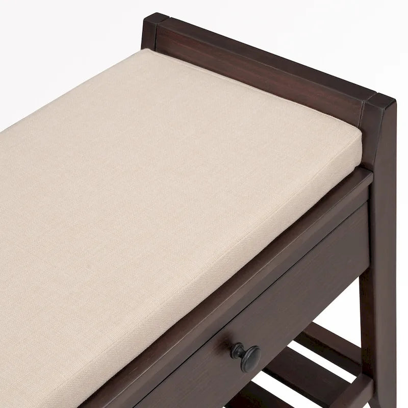 43  Entryway Storage Bench Shoe Rack with Cushioned Seat and Drawers