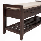 43  Entryway Storage Bench Shoe Rack with Cushioned Seat and Drawers