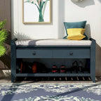 43  Entryway Storage Bench Shoe Rack with Cushioned Seat and Drawers