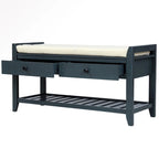 43  Entryway Storage Bench Shoe Rack with Cushioned Seat and Drawers