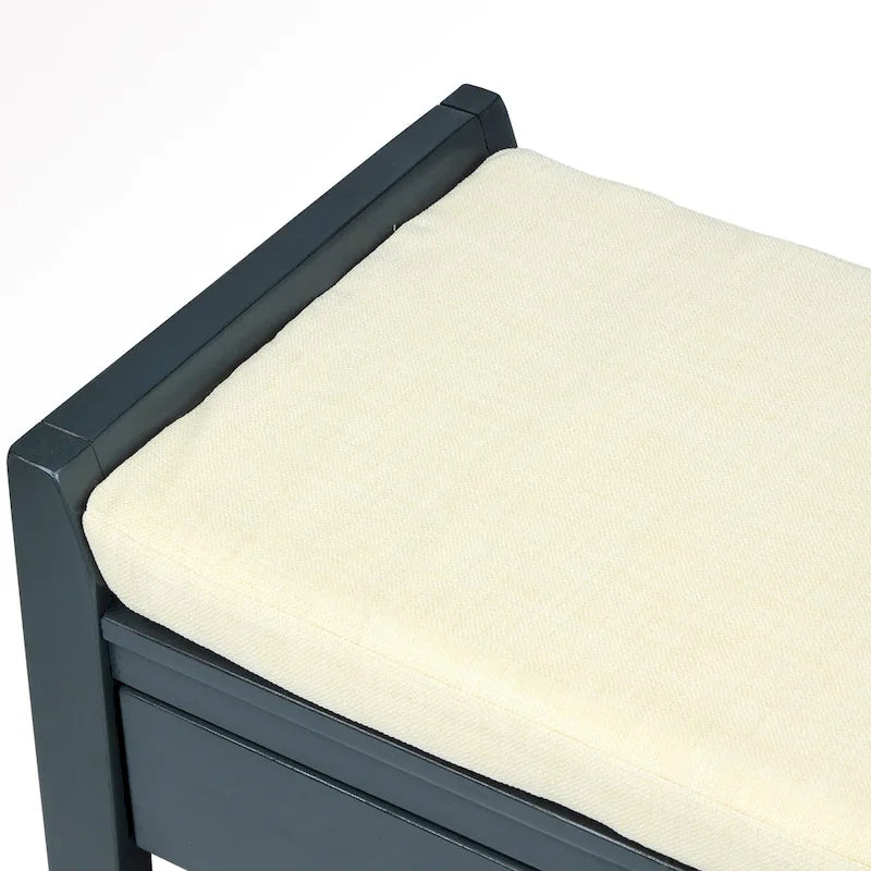 43  Entryway Storage Bench Shoe Rack with Cushioned Seat and Drawers