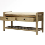 43  Entryway Storage Bench Shoe Rack with Cushioned Seat and Drawers