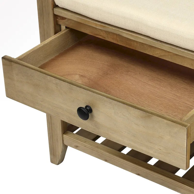 43  Entryway Storage Bench Shoe Rack with Cushioned Seat and Drawers