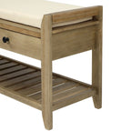 43  Entryway Storage Bench Shoe Rack with Cushioned Seat and Drawers
