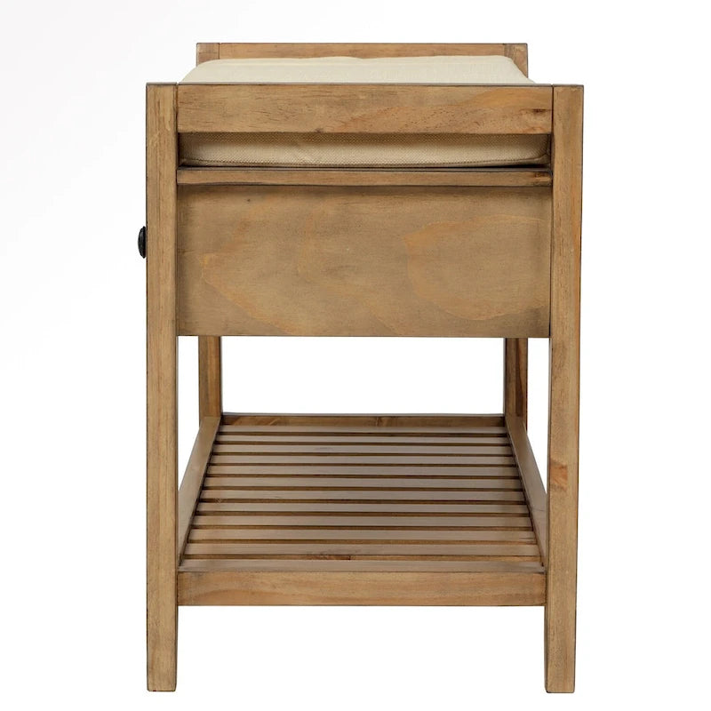 43  Entryway Storage Bench Shoe Rack with Cushioned Seat and Drawers