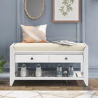 43  Entryway Storage Bench Shoe Rack with Cushioned Seat and Drawers