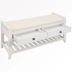 43  Entryway Storage Bench Shoe Rack with Cushioned Seat and Drawers