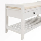 43  Entryway Storage Bench Shoe Rack with Cushioned Seat and Drawers