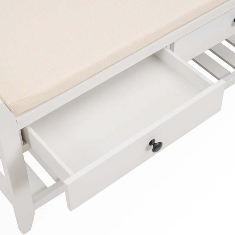 43  Entryway Storage Bench Shoe Rack with Cushioned Seat and Drawers