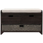 Storage Bench with Removable Basket and 2 Drawers, Removable Cushion