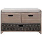 Storage Bench with Removable Basket and 2 Drawers, Removable Cushion