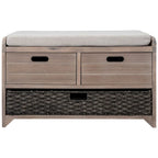 Storage Bench with Removable Basket and 2 Drawers, Removable Cushion