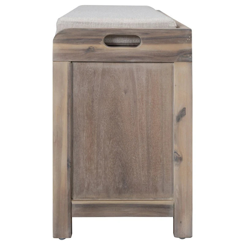 Storage Bench with Removable Basket and 2 Drawers, Removable Cushion