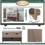 Storage Bench with Removable Basket and 2 Drawers, Removable Cushion