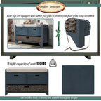 Storage Bench with Removable Basket and 2 Drawers, Removable Cushion