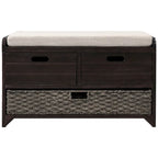 Storage Bench with Removable Basket and 2 Drawers, Removable Cushion