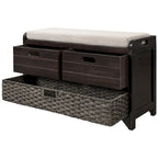 Storage Bench with Removable Basket and 2 Drawers, Removable Cushion