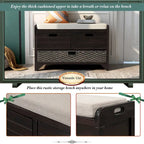 Storage Bench with Removable Basket and 2 Drawers, Removable Cushion