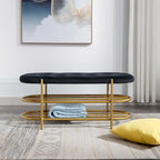 SEYNAR 40  Velvet Upholstered Living Room Bench with Double shoe rack