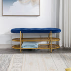 SEYNAR 40  Velvet Upholstered Living Room Bench with Double shoe rack