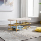 SEYNAR 40  Velvet Upholstered Living Room Bench with Double shoe rack