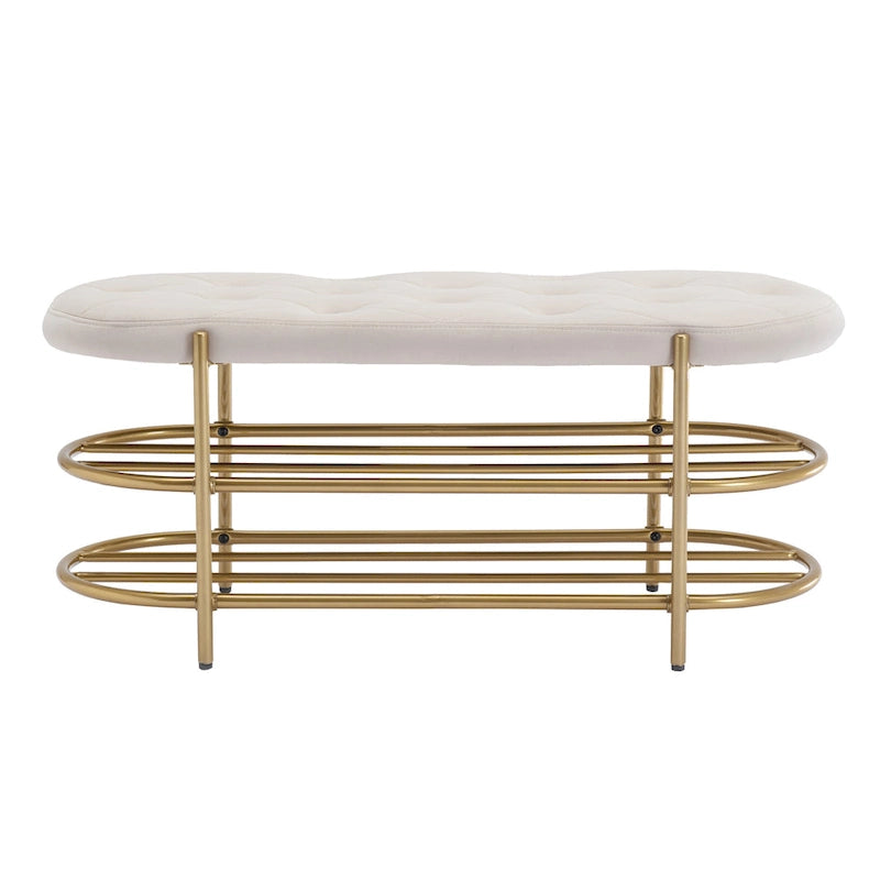 SEYNAR 40  Velvet Upholstered Living Room Bench with Double shoe rack