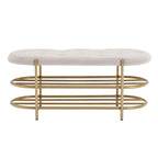 SEYNAR 40  Velvet Upholstered Living Room Bench with Double shoe rack