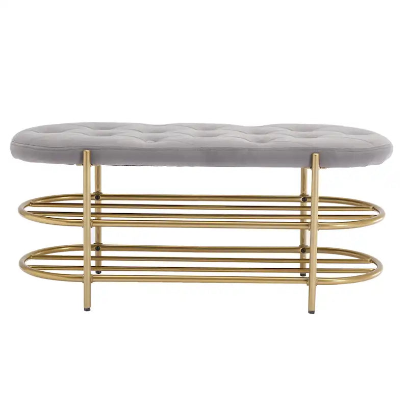 SEYNAR 40  Velvet Upholstered Living Room Bench with Double shoe rack