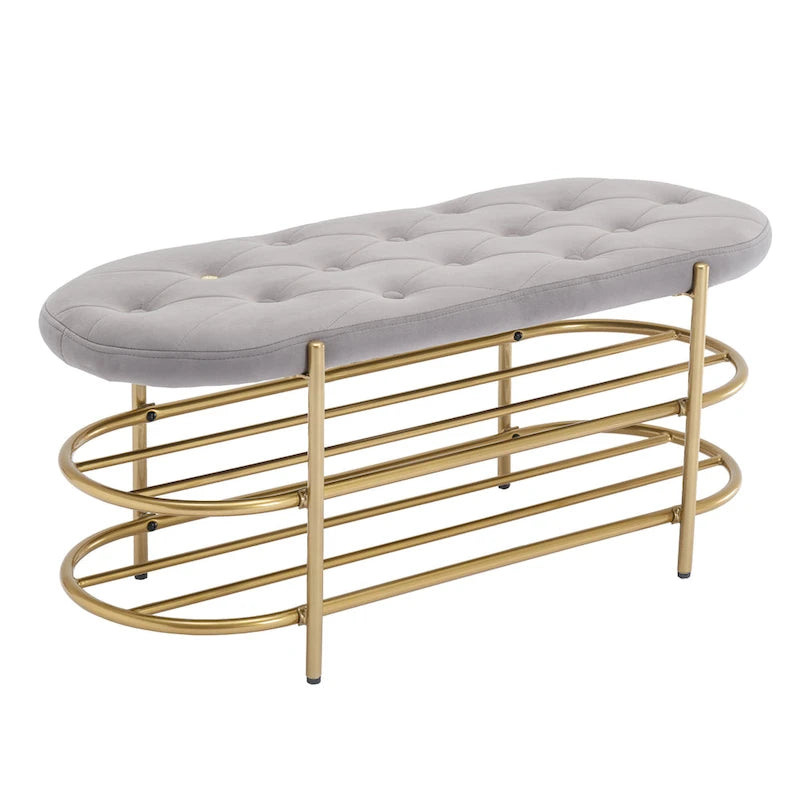 SEYNAR 40  Velvet Upholstered Living Room Bench with Double shoe rack