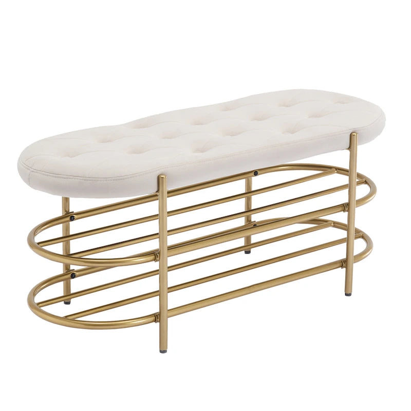 SEYNAR 40  Velvet Upholstered Living Room Bench with Double shoe rack