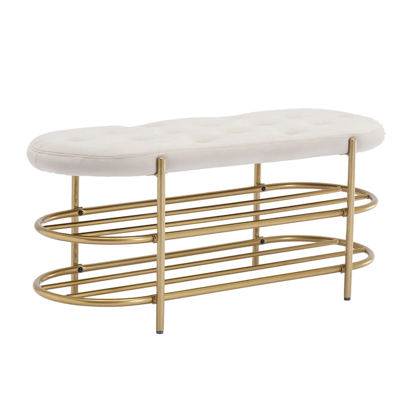 SEYNAR 40  Velvet Upholstered Living Room Bench with Double shoe rack