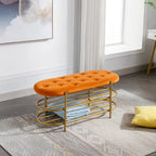 SEYNAR 40  Velvet Upholstered Living Room Bench with Double shoe rack