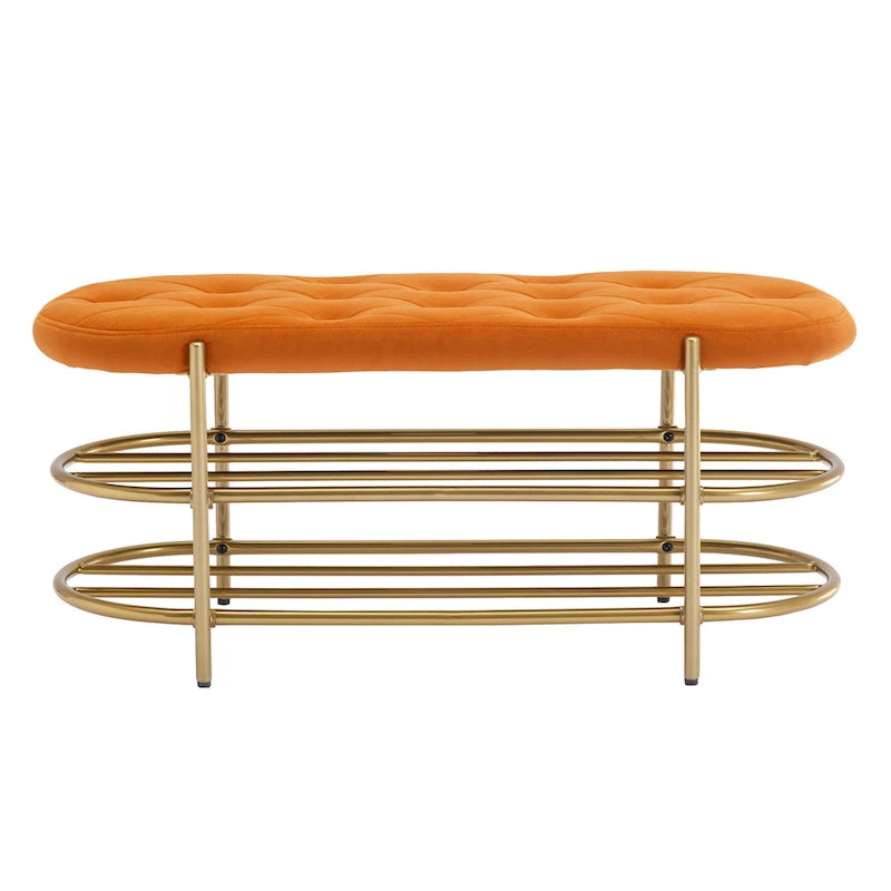 SEYNAR 40  Velvet Upholstered Living Room Bench with Double shoe rack